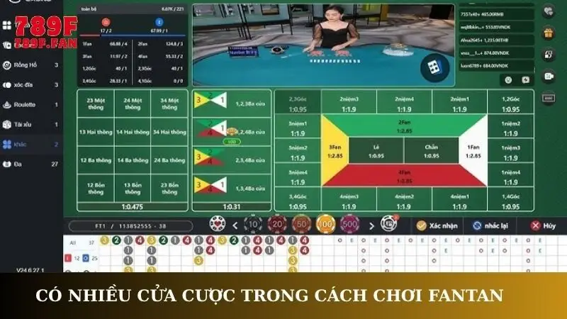 Có nhiều cửa cược trong cách chơi Fantan
